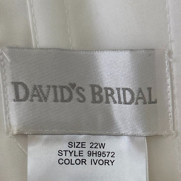 David's Bridal SZ 22 Ivory Lace Halter Cut Empire Waist Wedding Gown Romantic - Picture 11 of 13